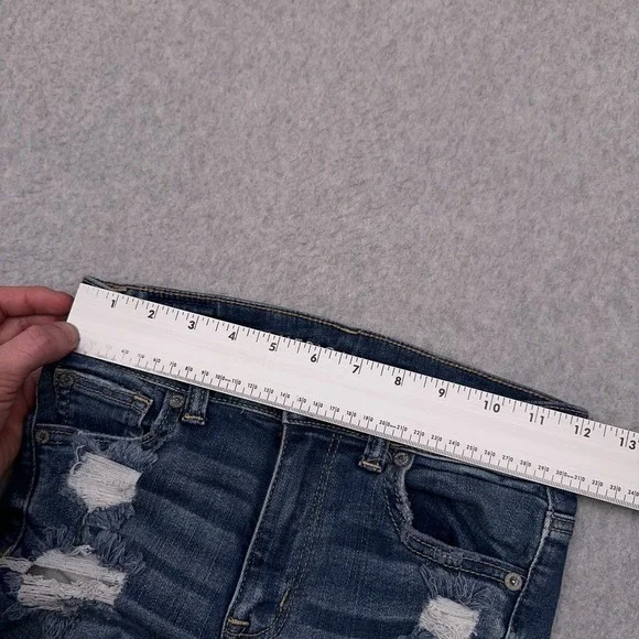 American Eagle Denim Jean Shorts Women's 0‎ Hi-Rise Shortie Distressed Stretch - Picture 5 of 10